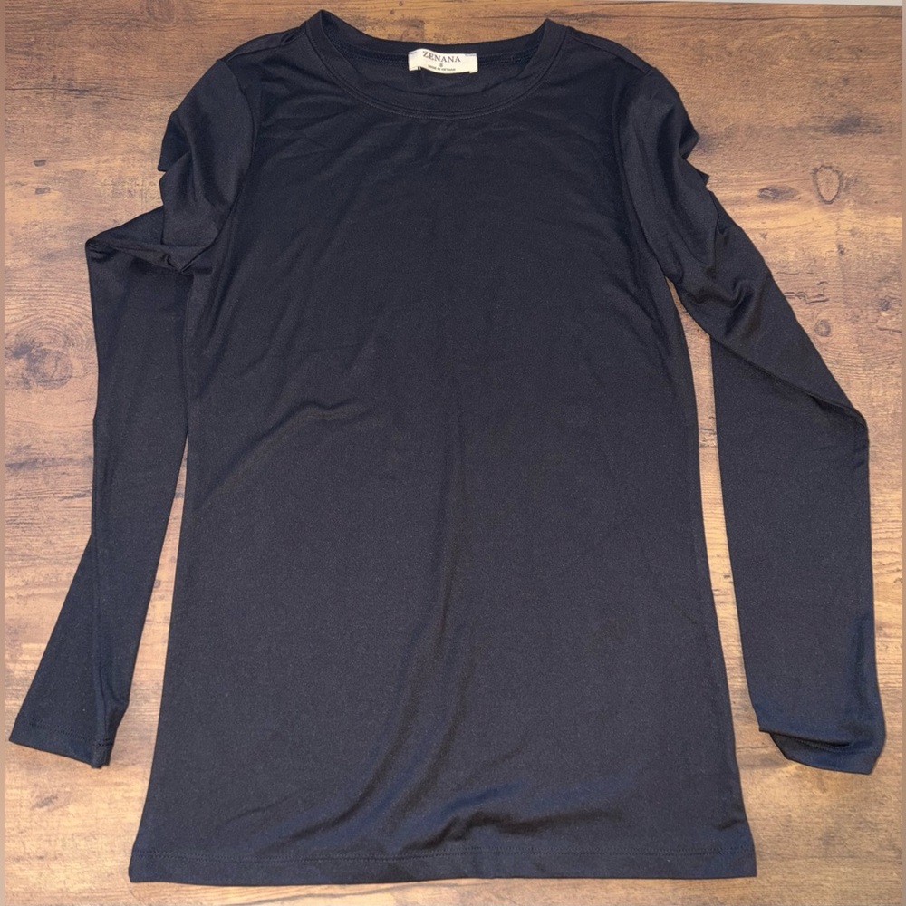 NWOT Zenana Soft Black Long Sleeve Woman’s Shirt - Picture 4 of 7